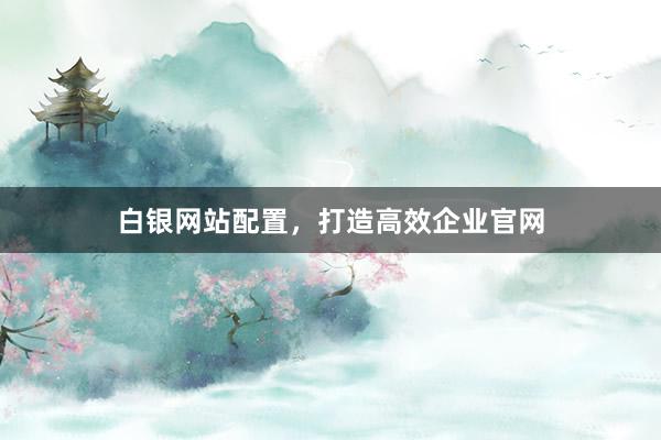 白银网站配置，打造高效企业官网