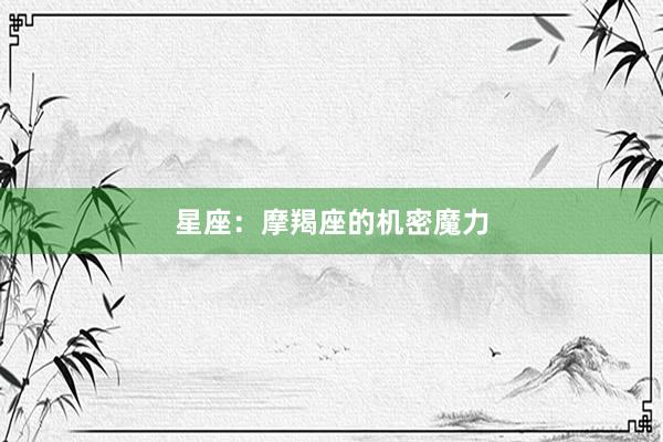 星座：摩羯座的机密魔力